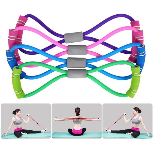 Gym 8 Word Elastic Band Chest Developer Rubber Expander Rope Sports Workout Resistance Bands Fitness Equipment Yoga Training