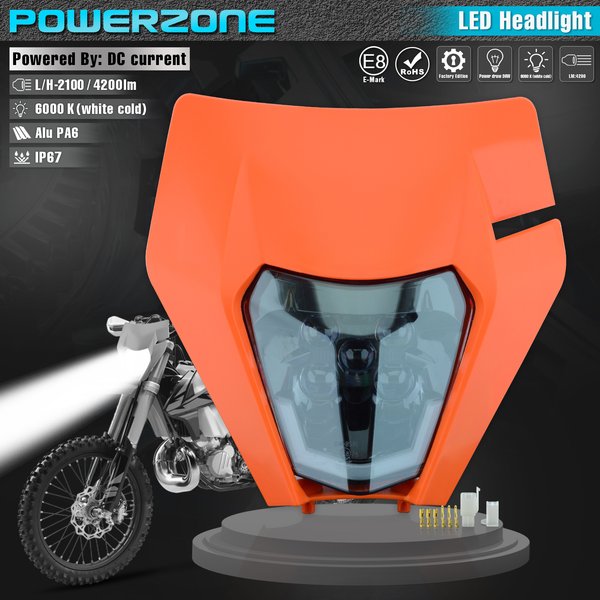 PowerZone moto phare LED phare phare Supermoto carénage pour KTM EXC SXF MX Dirt Bike Enduro phare LED