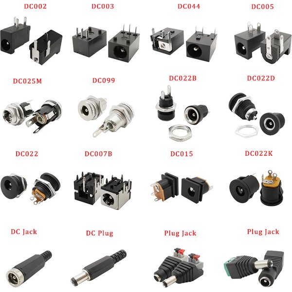 Connecteur de prise d'alimentation CC mâle et femelle, adaptateur de montage sur panneau, écrou, DC005, DC022, DC099, 5.5x2.1mm, 3.5x1.3mm, 10 pièces