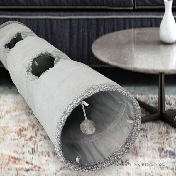 2-way Collapsible Cat Tunnel, Kitten Channel Tube, Animal Play Games, Indoor and Outdoor Pet Toys, Foldable Tunnel, Pet Supplies