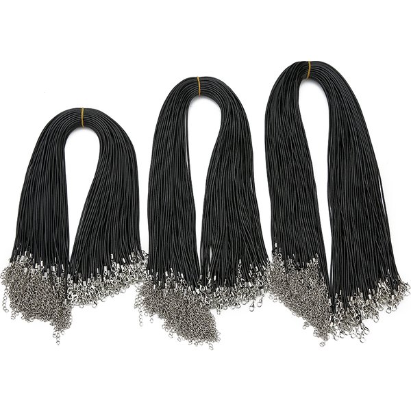 20pcs/lot Lobster Clasps Waxed Cord Necklace Dia 1.5mm 2mm Black Korean Waxed Rope Thread For Jewelry Making Length 45 50 60cm