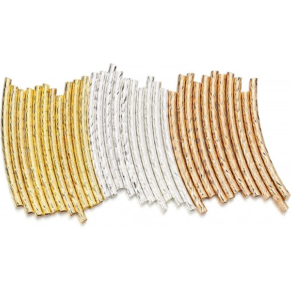 100 pcs/lot 25-30mm rayure cuivre courbe Tube entretoise perles connecteurs pour bricolage fabrication de bijoux Bracelet collier accessoires