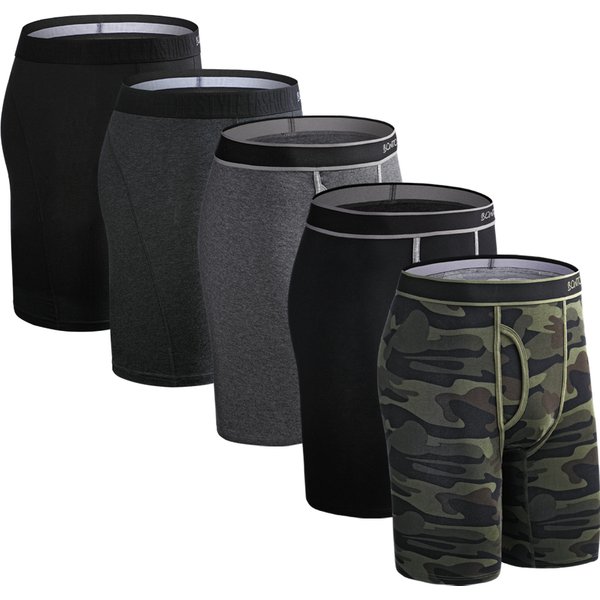 Lot de 5 boxers longs pour hommes, imprimé camouflage, sous-vêtements masculins BONITOS, caleçons à ouverture frontale