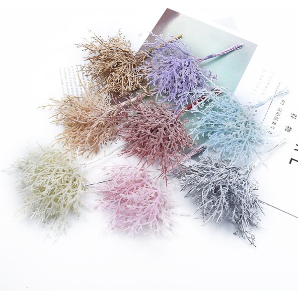 10pcs Multicolor Christmas Tree Decorative Flowers Wreaths Wedding Base for Home Decor Diy Gifts Box Artificial Plants Wholesale