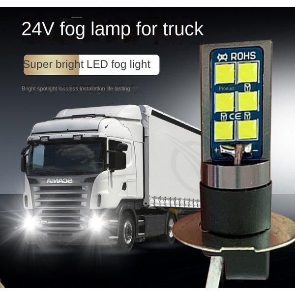 2pcs H3 LED Bulb Super Bright Car Large Truck Fog Lights DC 12V-24V 6000K Running Light Auto Fog Lamp Day Running Light