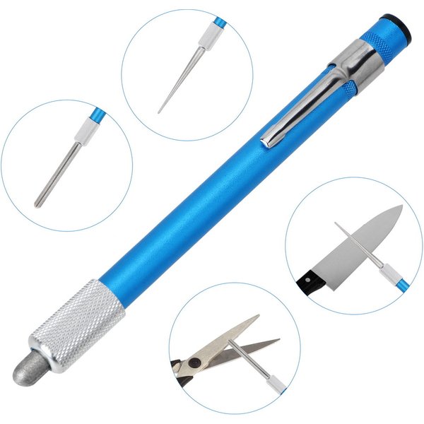 Aiguiseur de couteaux pour couteaux à hameçon, 1 pièce, pierre à aiguiser en acier au carbone plaqué diamant, forme stylo