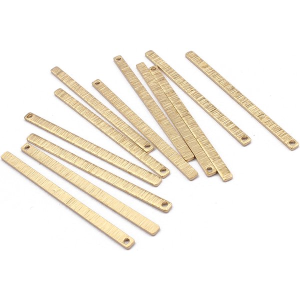 20 pièces bijoux en laiton texturé 46.5x2.5mm longue bande barre breloques bâton pendentif bricolage boucles d'oreilles fabrication de bijoux fournitures