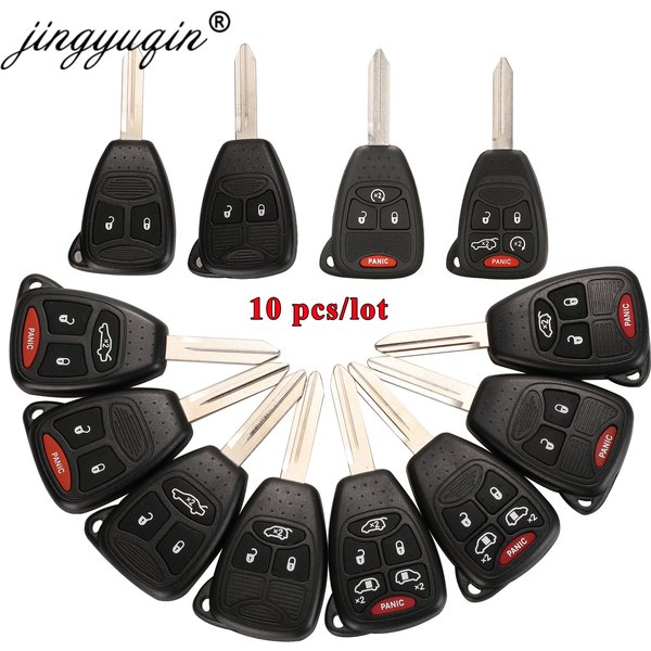 Jingyuqin 10X Autoschlüsselgehäuse mit 2/3/4/5/6 Tasten für Chrysler Pacifica Aspen 300 Dodge RAM Caravan Jeep Commander Grand Cherokee