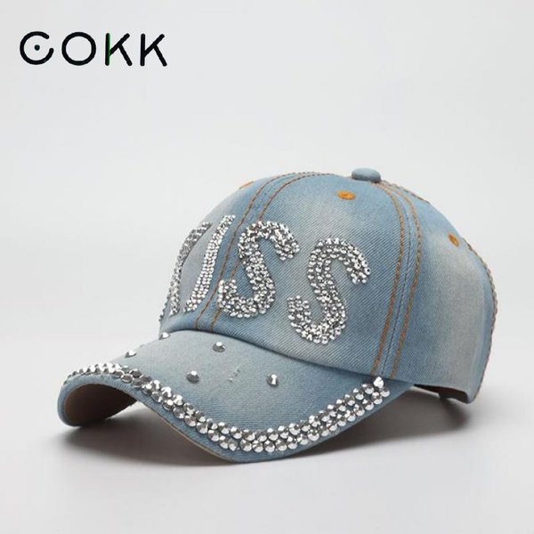 Denim Kappe Frauen Sommer Herbst Mode Glänzenden Brief Hut Weibliche Einstellbare Baseball Kappe Outdoor Casual Sonnenhut Neue