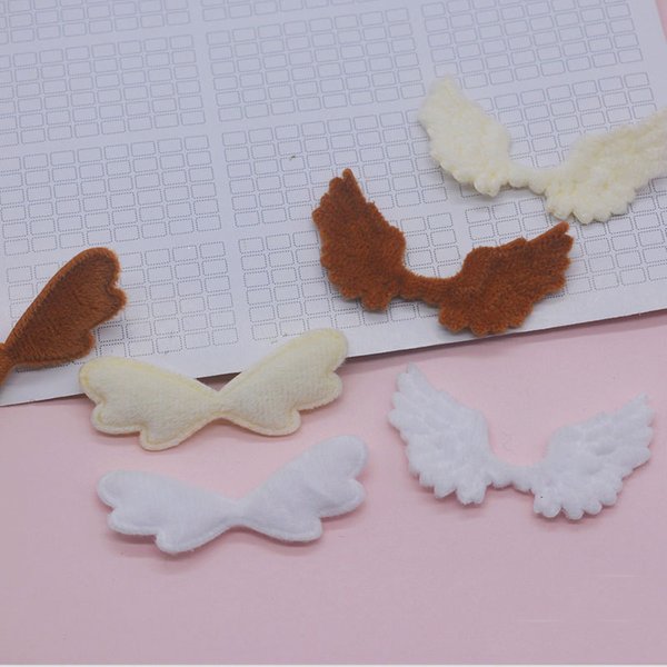 40 Teile/los 6,5*3,5 CM Doppel Seite Filz Engel Flügel Gepolsterte Applique Für Handgemachte Kleidung Hut Nähen Liefert DIY haarnadel Zubehör
