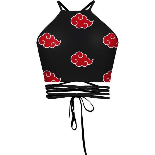 Anime Sexy Black Out Tank Top Sasuke Akatsuki Cosplay Kostüm Frauen Kurz Crop Top Bandage Badeanzug Strand Anzug Sommer Streetwear