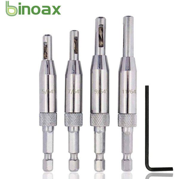 Binoax – ensemble de forets pour charnière de centrage automatique, 4 pièces, 5/64 7/64 9/64 11/64 HSS, ensemble d'outils pour le bois