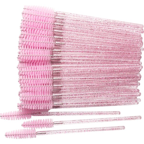 Pinceaux de maquillage jetables en cristal, 50 pièces, brosse à sourcils, poignée en diamant, applicateur de baguette de Mascara, outils d'extension de cils