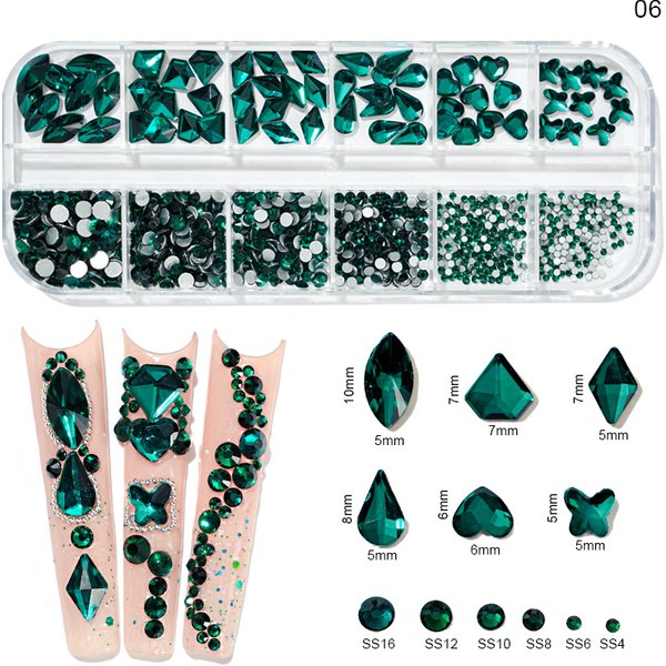 12Gird Box Multi Size AB/Bunte Hotfix-Strasssteine mit flacher Rückseite, Kristalldiamant-Edelsteine, 3D-Glitzer-Nagelkunst, luxuriöse Dekorationen &*&