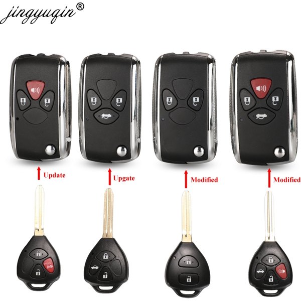 Jinyuqin 2/3/4 Tasten Aktualisiertes Klappschlüsselgehäuse für Toyota Avlon Crown Corolla Camry RAV4 Reiz Yaris Prado Schlüsselhülle Toy43