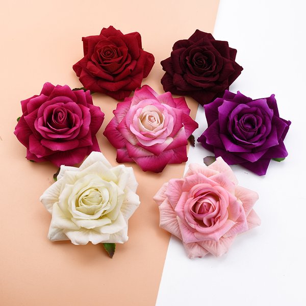 Plante décorative murale de mariage, Roses en flanelle, décorations de noël pour la maison, Scrapbooking, fleurs artificielles, vente en gros, 5/50/100 pièces