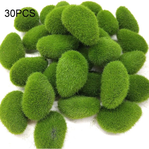 Green For Garden and Crafting Fake Stone Simulation Plant DIY Decoration Creative Crafts Artificial Moss Rocks 30pcs