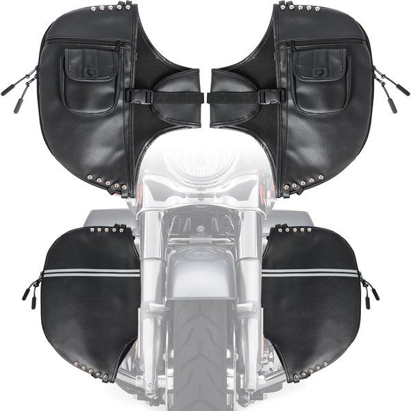 Motorcycle 1 Pair PU Leather Soft Lowers Chaps Leg Warmer Crash Bar Bag For Harley Touring Street Road Glide Trike 1980-2021