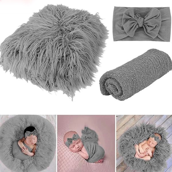 3 Teile/satz Neugeborenen Fotografie Requisiten Baby Decke + Wrap + Stirnband 0-3 Monate Foto Schießen Infant Jungen mädchen Bild Requisiten Zubehör