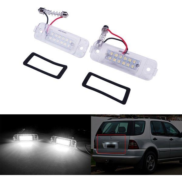 ANGRONG 2x fehlerfreie LED-Kennzeichenbeleuchtung für Mercedes Benz M-Klasse ML W163 Facelifted 2001–2005