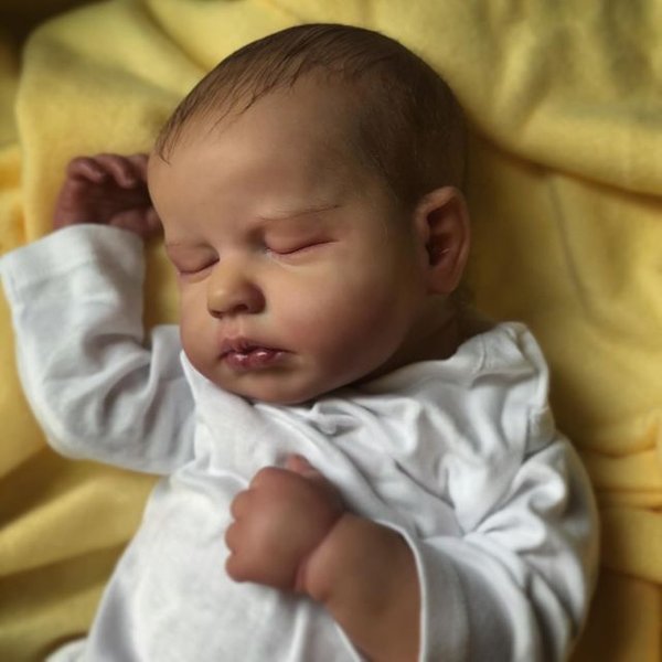 Poupée Reborn LouLou de 17 pouces, réaliste, douce au toucher, de haute qualité, avec cheveux peints à la main, de la marque Miaio.