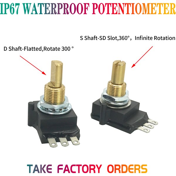 Film plastique conducteur Rv169, résistance 1k 5k10k 300 ° Équipement d'éclairage extérieur rotatif, étanche IP67, potentiomètre