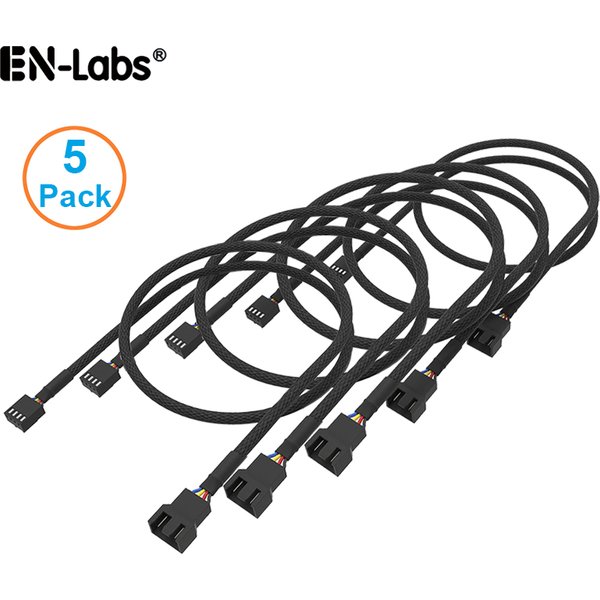 5 Pack 4 Pin PWM Fan Power Extension Cable w/ Sleeved Braided,CPU Cooler 4Pin Male to Female Adapter Cord for 4 Pin 3 Pin Case