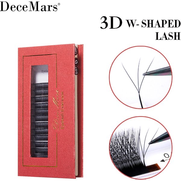 DeceMars 3D W-förmige Wimpernverlängerung, 3 Spitzen, C/D-Curl, hochwertige individuelle Wimpern