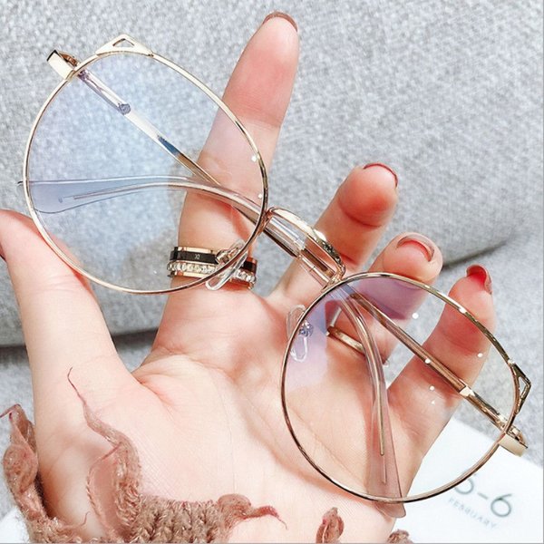 Trend ige Büro Anti Blaulicht Brille für Frauen niedlichen Katzen ohren Brillen blaue Strahlen blockierende Brillen klassische Metallrahmen Brillen