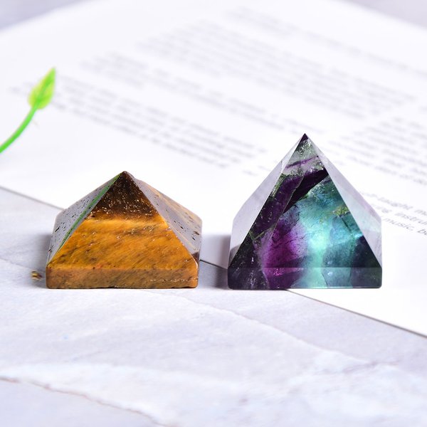 Pyramide de cristal de Fluorite naturelle, Quartz, pierre de guérison, Chakra Reiki, Point d'oeil de tigre, décoration de maison, artisanat de pierre précieuse, 1 pièce