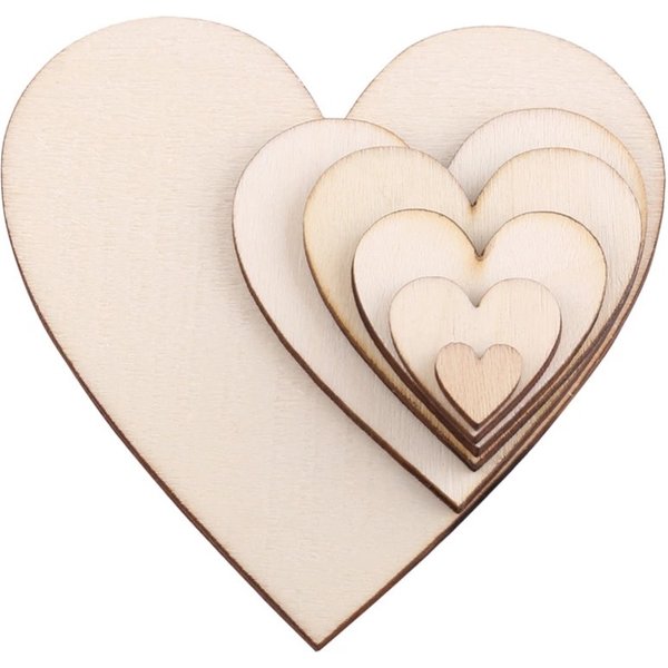 25/50/100/200 pièces disques de tranches de bois de coeur d'amour vierge inachevé fournitures artisanales de bricolage naturelles coeur d'amour de mariage décoratif à la main