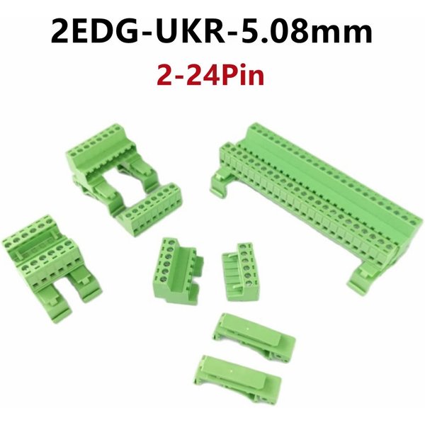 1 jeu de borniers de Rail 2-24 broches 2EDG-UKR-5.08mm, pas de 5.08mm, connecteur de borniers enfichables à vis, montage sur Rail Din au lieu