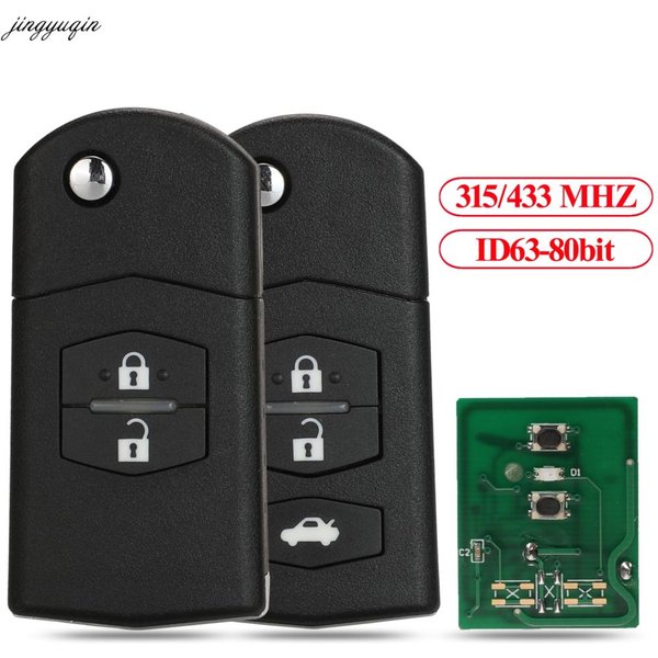 Jingyuqin Remote Control Car Key 315/433Mhz 4D63 80bit For Mazda 3 M3 Axela 6 M6 Atenza 41797/41528 41521 41840 2 BTNS Flip Fob