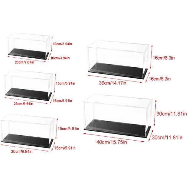 Présentoir transparent en acrylique pour modèle de voiture jouet moulé sous pression 1/18, boîte de rangement anti-poussière à Base noire