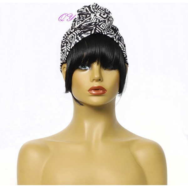 Perruque Synthétique avec Turban pour Femme, Bandeau de Sauna, Écharpes, Lien, Frange Droite, Cosplay, Mode, Nouveau Style