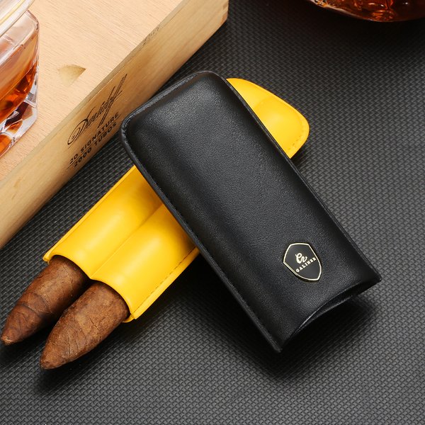 Galiner Zigarre Humidor Reise Fall Tragbare Outdoor 2 Rohr Leder Zigarre Fall Mini Humidor Box