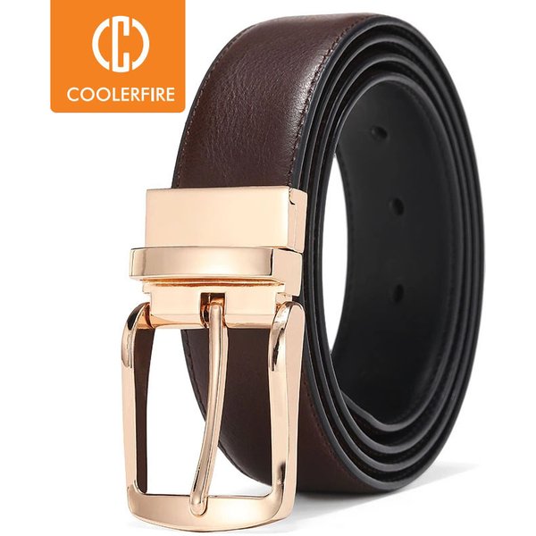 Men Reversible Dress Belts Casual High Quality Belt Genuine Leather Belt Male Vintage Luxury Coolerfire HQ108