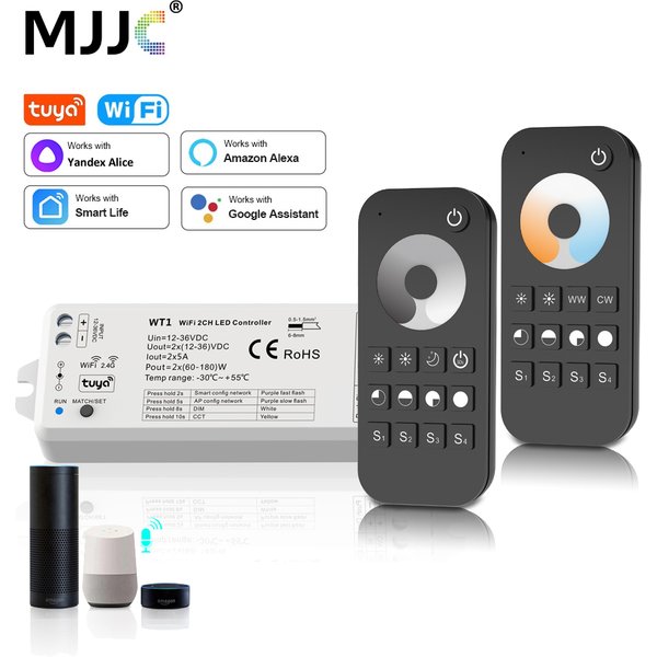 Tuya-Variateur LED Smart Life, Télécommande Magic Home, Wifi WW CW CCT, Contrôleur de Bande, Fonctionne avec Yandex Alice Alexa, 12V, 24V, 2.4G, RF