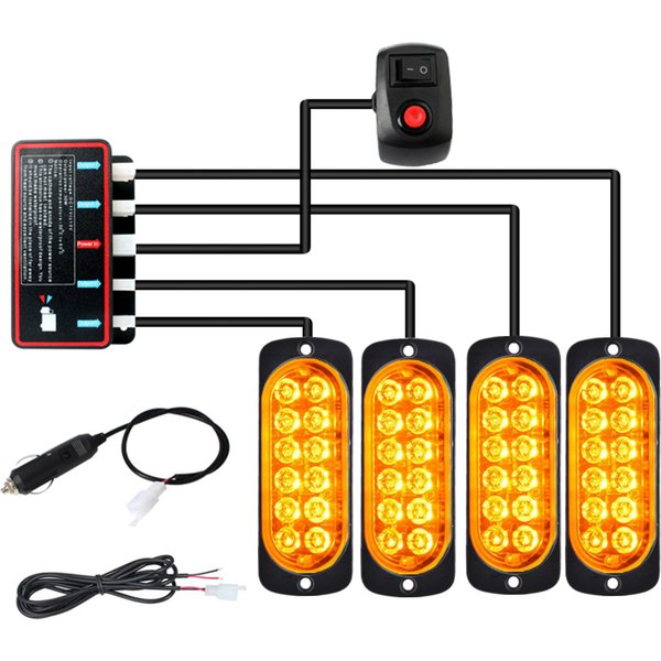 48LED samochodów stroboskopowe migające światła LED lampy awaryjne pomarańczowe światła stroboskopowe 12V migające światła samoc