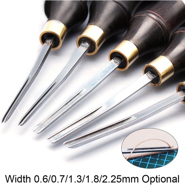 Leather Edge Cutter Beveller Beveling Skiving Knife Steel Sharper 0.6/0/7/1/3/1.8mm Ebony Handle Leather Craft Trimming Tool