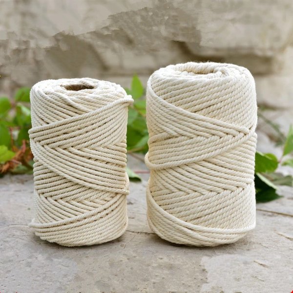 Décor Boho en macramé fait à la main, 1/2/3/4/5/6/8/10mm, fil Beige en coton, corde torsadée, fourniture de décoration pour la maison et le mariage, DIY