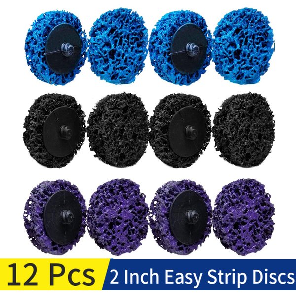 12 PCS 2 Inch Easy Strip Discs Poly Strip Wheel Disc Abrasive Angle Grinders Clean Tool For Rust Paint Flaking Materials Removal