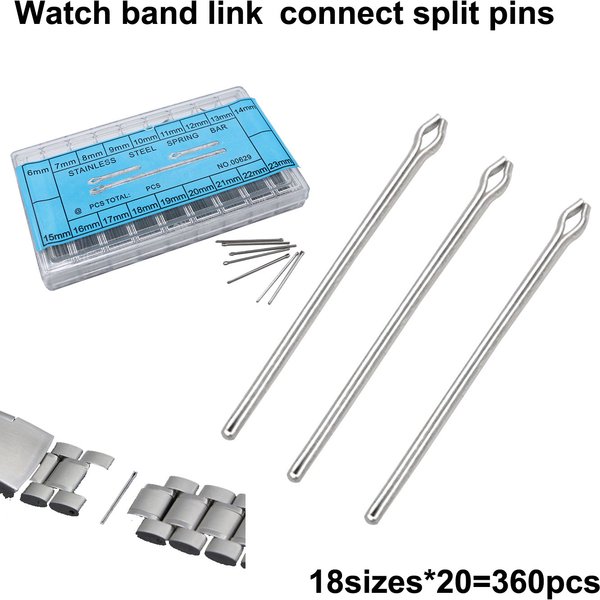 Exacpilles de liaison de bracelet de montre en acier inoxydable, barre fendue, accessoires de réparation de montre, 360 pièces, 6mm-23mm