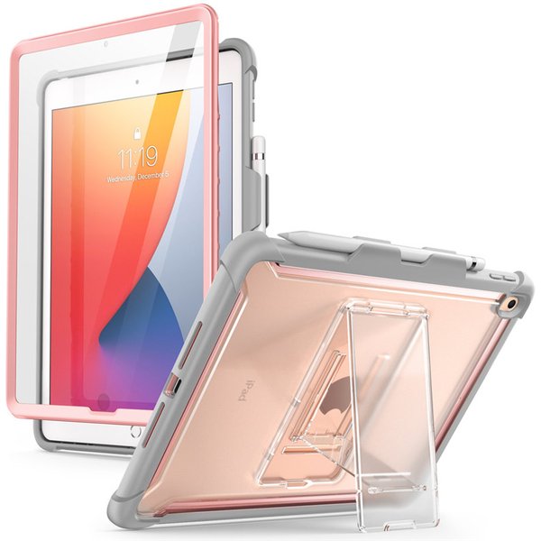 For iPad 10.2 Case (2021/2020/2019 Release) I-BLASON Ares Full-Body Kickstand with Built-in Screen Protector Pencil Holder Cover