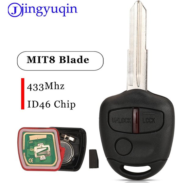 Jingyuqin 3 Buttons Smart Remote Car Key 433Mhz ID46 Chip For Mitsubishi Triton Pajero L200 Shogun With Left Blade MIT8 Uncut