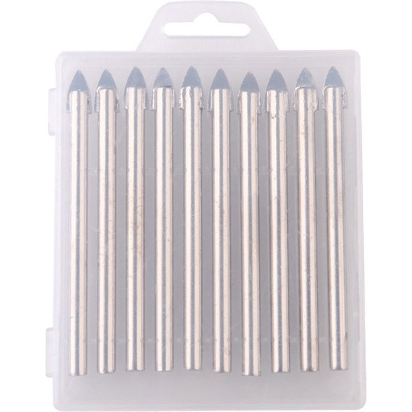 10pcs 6mm Tip Ceramic Tile Glass Drill Bit Cemented Carbide Spear Head Drilling Bit Power Tool Parts 4.5mm Shank