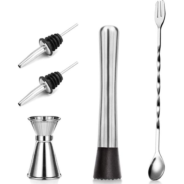 Outils de bar professionnels, outil de barre d'agitation en acier inoxydable, cuillère de mélange de barre d'agitation de cocktail, pics de cocktail, kit d'outils de barre d'agitation de mojito
