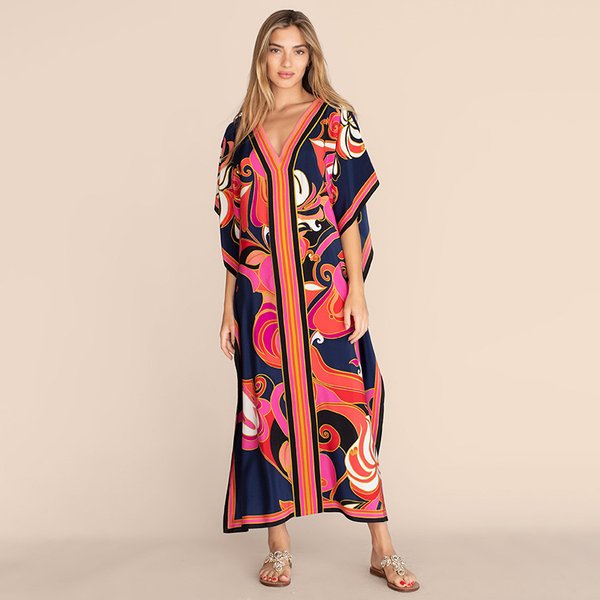 Kaftan Dress Over Size Women Beach Dress Cover Up Summer Clothes Kimono Mujer Vestidos De Fiesta
