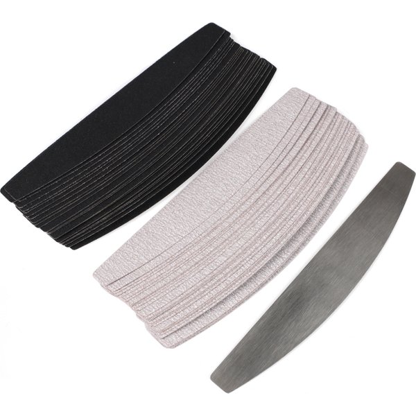 10pcs Black/Grey Removable SandPaper Nail File With Stainless Steel Handle Metal Replacement Nail Buffer 100/180 For Manicure