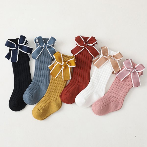 Chaussettes à nœuds rayés pour bébés filles, chaussettes longues en coton doux pour enfants de 0 à 5 ans, Style princesse, nouvelle collection